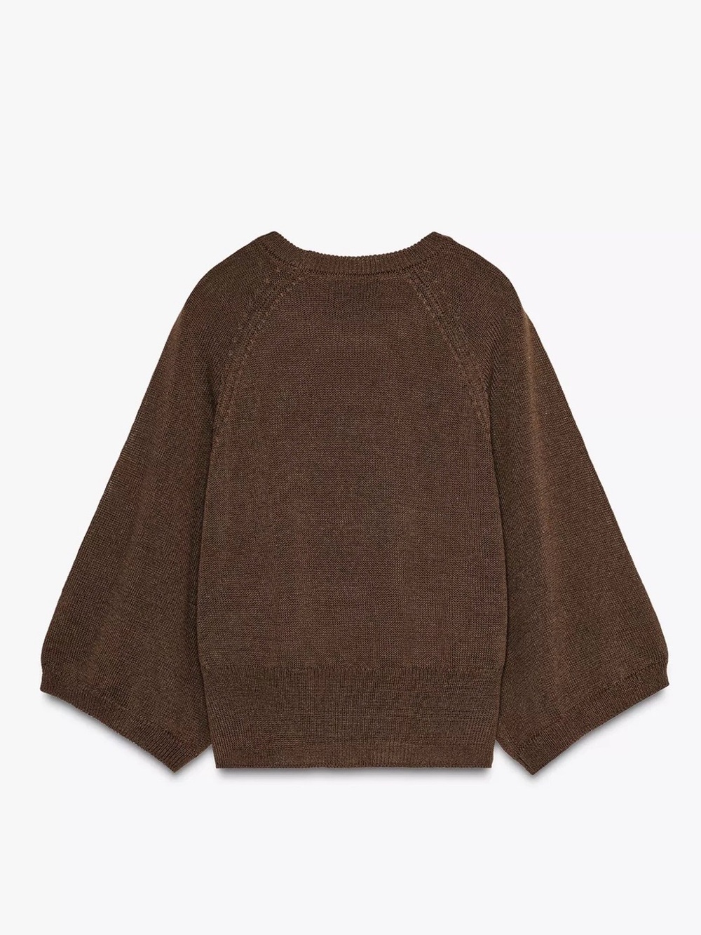 Zara Brown Wide Sleeve Knit Sweater S